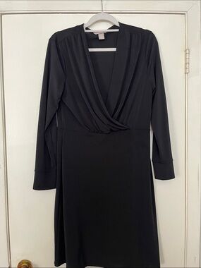 H&M Black Long-Sleeve Wrap Dress